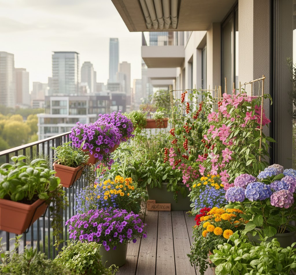 Floral balcony garden